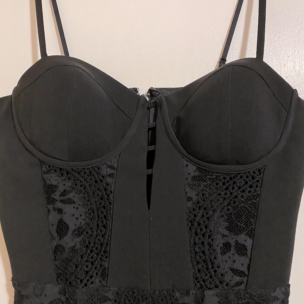 Black lace bebe bustier corset dress M